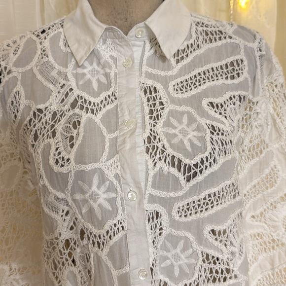 MNG White Lace Detail Blouse - Picture 7 of 8